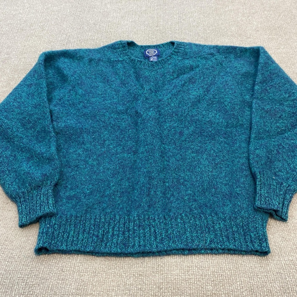 Vintage Gap Sweater Womens Large Green Shetland Wool Pullover Made Scotland
